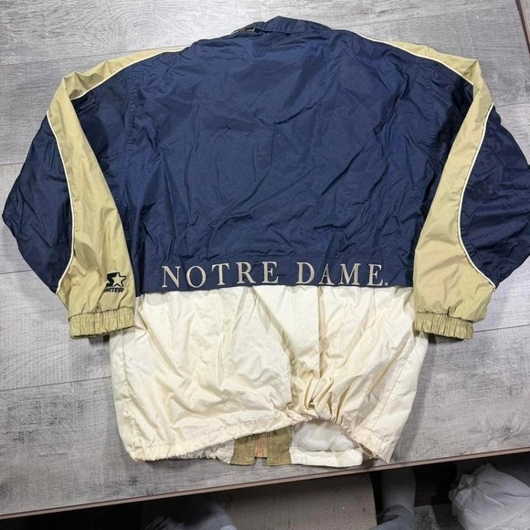 Vintage 2000s Notre Dame starter navy and cream zip up jacket Size L - Picture 6 of 6